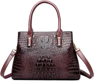 XXGJOALD-Handbag Tote Purse for Women Crocodile Pattern Embossed Top-handle Satchel Fuax Leather Shoulder Bag