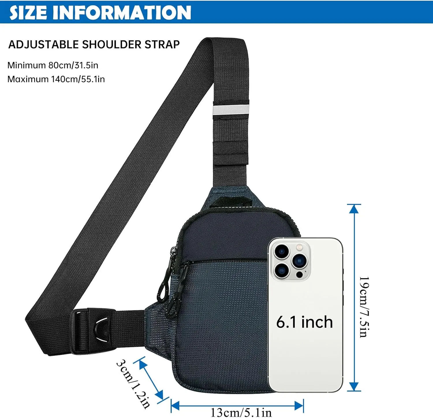 YAMEIZE Mini Crossbody Sling Bag - Trendy Small Chest Bag with Adjustable Strap for Men Women Multipurpose Daypack