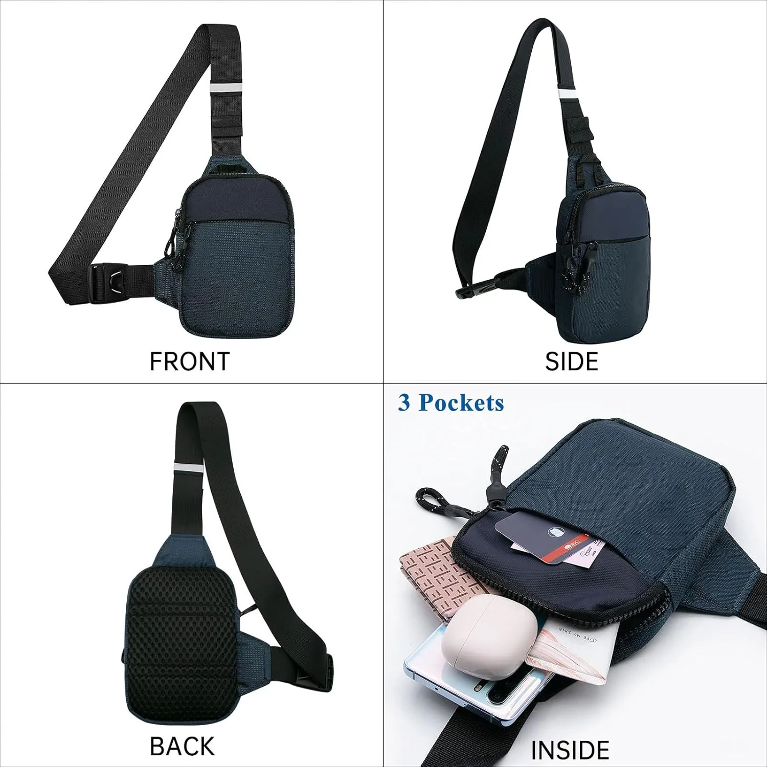 YAMEIZE Mini Crossbody Sling Bag - Trendy Small Chest Bag with Adjustable Strap for Men Women Multipurpose Daypack