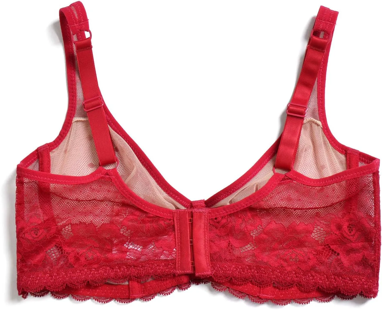 YANDW Women's Full Coverage Plus Size Bra Unlined Lace Minimizer Unpadded Underwire Bras