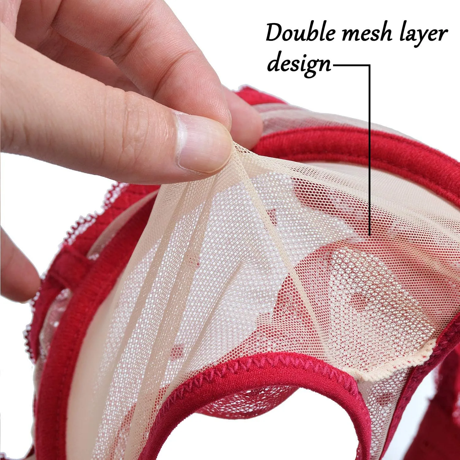 YANDW Women's Full Coverage Plus Size Bra Unlined Lace Minimizer Unpadded Underwire Bras