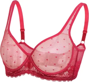 YANDW Women's Full Coverage Plus Size Bra Unlined Lace Minimizer Unpadded Underwire Bras
