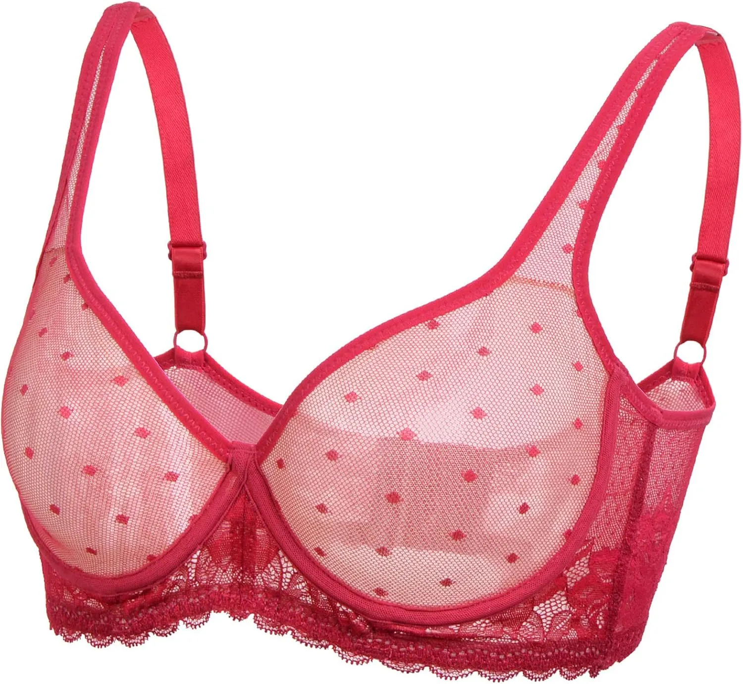 YANDW Women's Full Coverage Plus Size Bra Unlined Lace Minimizer Unpadded Underwire Bras
