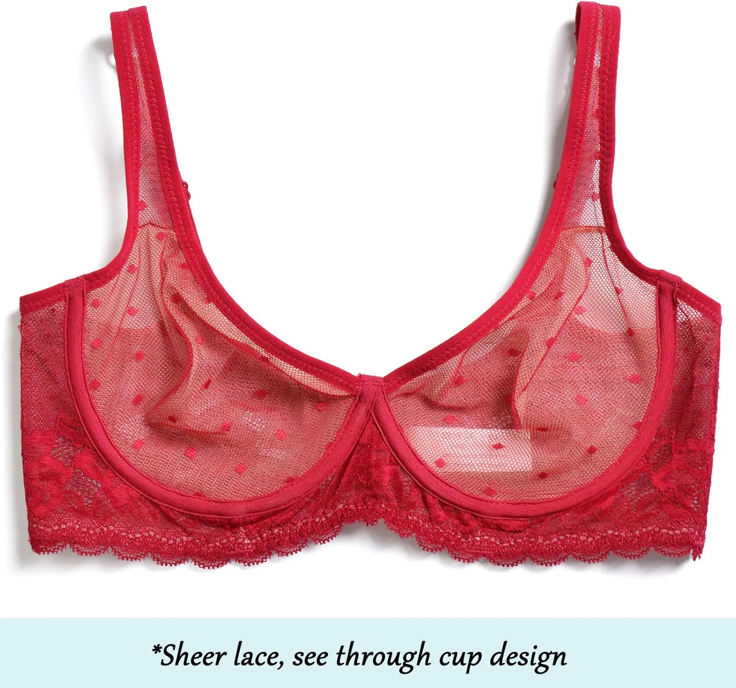 YANDW Women's Full Coverage Plus Size Bra Unlined Lace Minimizer Unpadded Underwire Bras