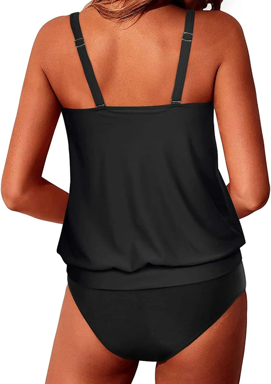 Yonique Two Piece Blouson Tankini Swimsuits for Women Modest Bathing Suits Loose Fit Swimwear