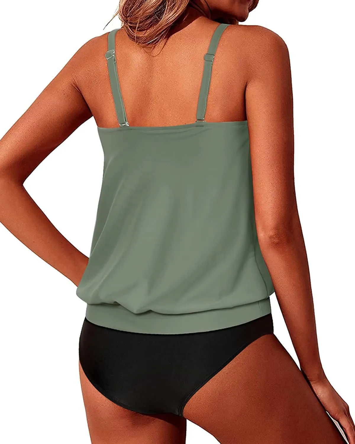 Yonique Two Piece Blouson Tankini Swimsuits for Women Modest Bathing Suits Loose Fit Swimwear