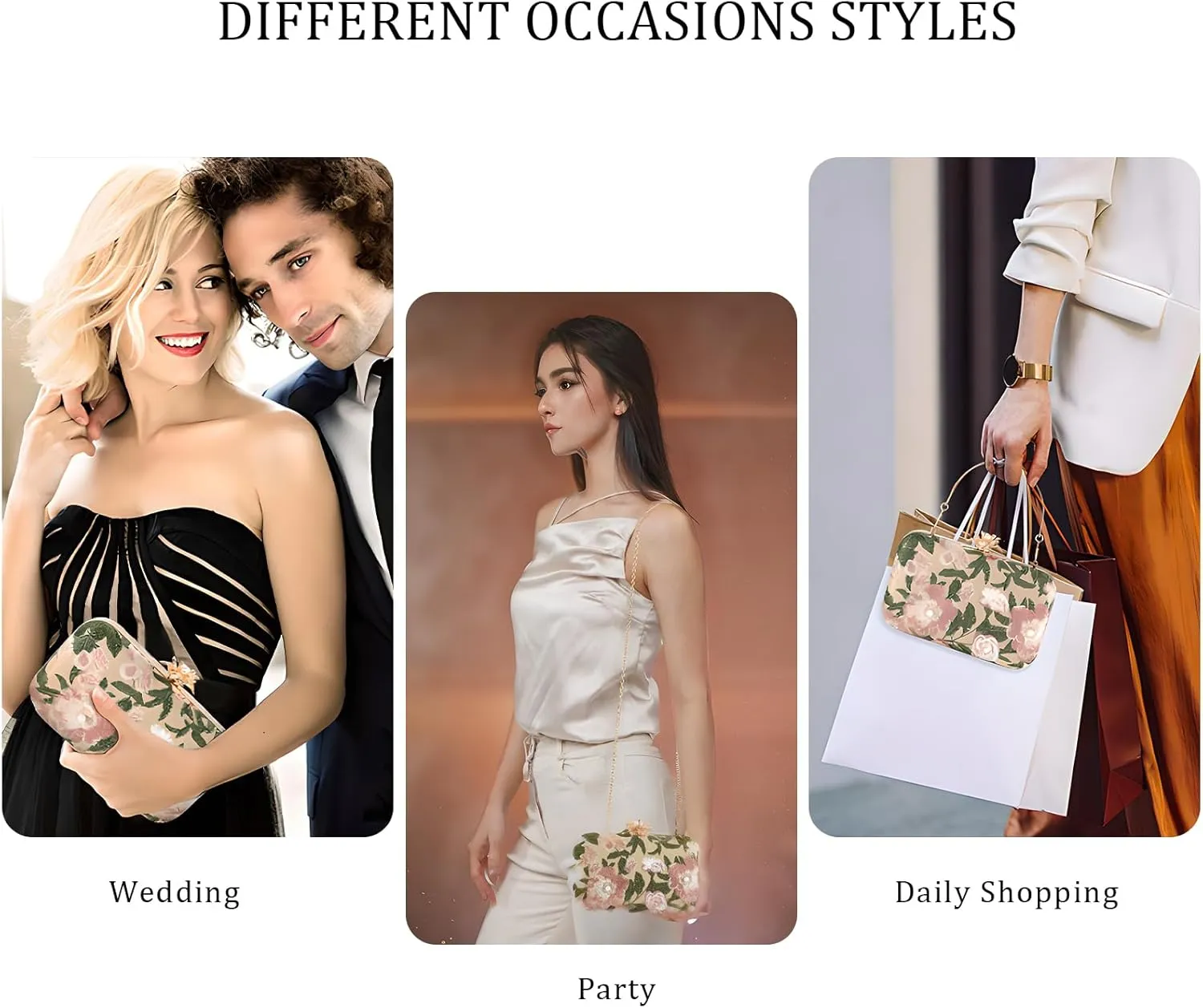 YYW Clutch Purse Women Evening Handbag Top Handle Purse Crossbody Shoulder Bag for Wedding Party Prom