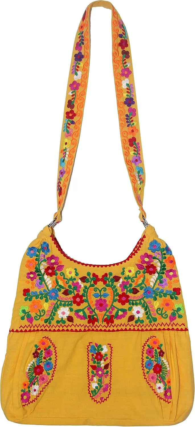 YZXDORWJ Mexican Embroidered Bag for Women Floral Traditional Handbag Satchel Morral Bag