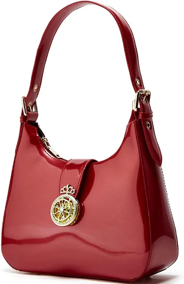 ZiMing Glossy Patent Leather Handbags Purse for Women Vintage Hobo Bag Shoulder Bag Ladies Small Tote Bag for Party Wedding