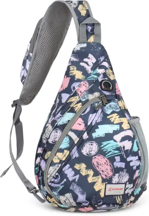 ZOMAKE Sling Bag for Women Men, Small Crossbody Sling Backpack, Mini Water Resistant Shoulder Bag