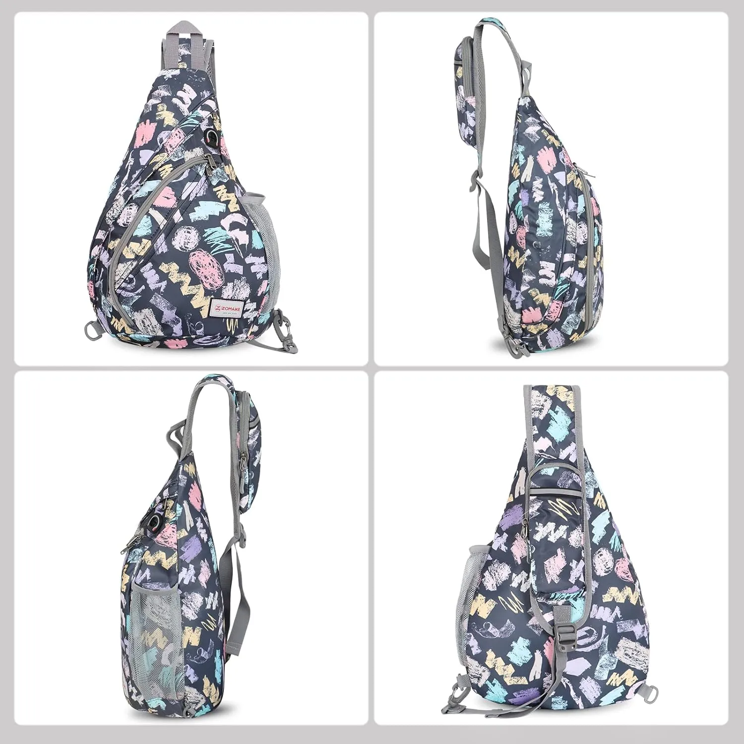 ZOMAKE Sling Bag for Women Men, Small Crossbody Sling Backpack, Mini Water Resistant Shoulder Bag
