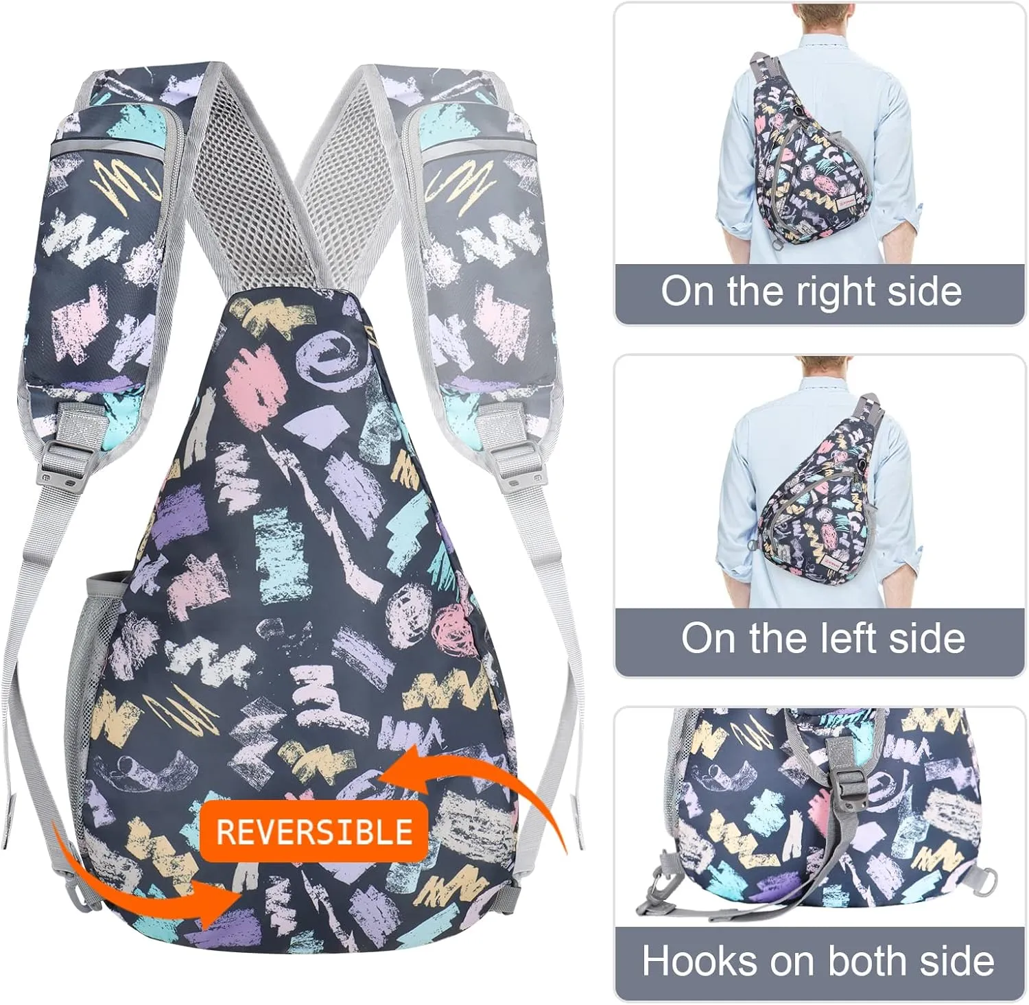 ZOMAKE Sling Bag for Women Men, Small Crossbody Sling Backpack, Mini Water Resistant Shoulder Bag