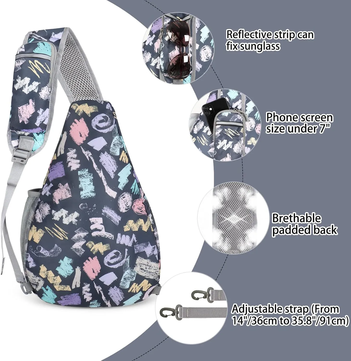 ZOMAKE Sling Bag for Women Men, Small Crossbody Sling Backpack, Mini Water Resistant Shoulder Bag