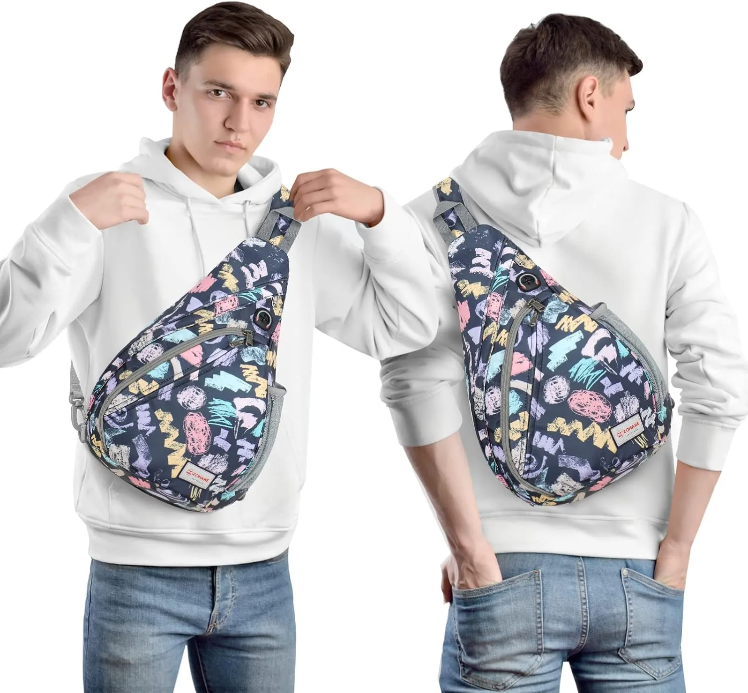 ZOMAKE Sling Bag for Women Men, Small Crossbody Sling Backpack, Mini Water Resistant Shoulder Bag